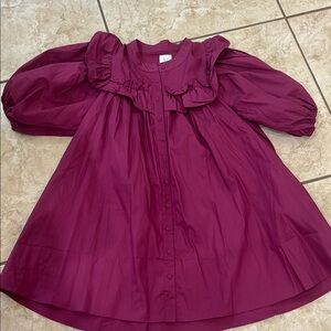 Burgundy Plum Ruffle Button-Down Tween size XL 14 Dress